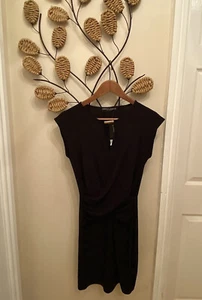 Dorothy Perkins black short sleeve mini dress 12 With Gold Detailing Tied Waist - Picture 1 of 3