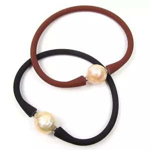 7.5" Genuine Baroque Pink Pearl Stretchable & Flexible Bangle Bracelet - Picture 1 of 2