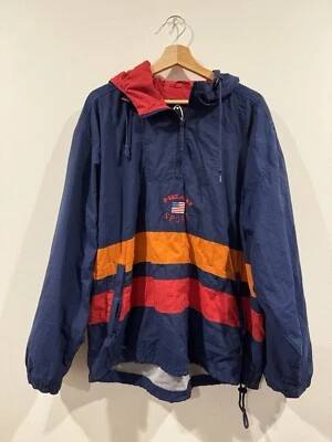 Pullover deportivo vintage Tennis Head cortavientos - grande - con capucha Foto 1 de 4