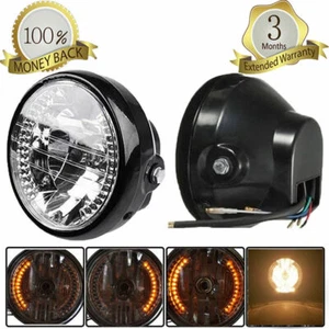 Motorcycle 6.5" 12V Front Headlight LED Turn Signal Light for Harley Cafe Racer - Picture 1 of 10