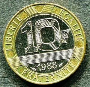 COIN - FRANCE, TEN FRANCS - KM 964.1 - "Liberte Egalite Fraternite" 1988 - (C26) - Picture 1 of 7