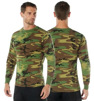 Rothco Woodland Camo Camouflage Long Sleeve T-Shirt - Image 1 of 4