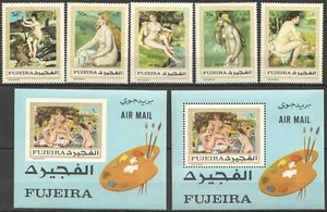 AR135 IMPERF,PERF 1970 FUJEIRA ART NUDES MICHEL 21 EURO 2BL+1SET MNH - Foto 1 di 1