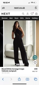 Next Black Jumpsuit With Corsage Petite Size 14 - Picture 1 of 3