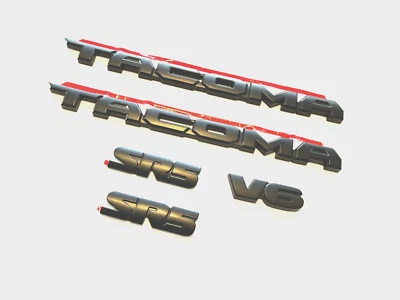 KIT DE 5 PIEZAS KIT DE SUPERPOSICIÓN EMBLEMA APAGÓN MATE APTO PARA TOYOTA TACOMA SR5 V6 2016-2024 Foto 1 de 2