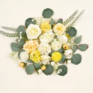 39Pc Silk Artificial Rose Flower Head/Faux Leaf Combo Set For Bouquet DIY making - Picture 1 of 10