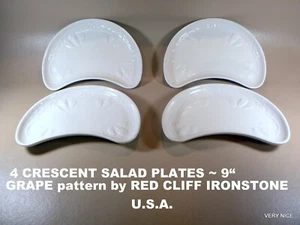 IMPRESSIVE 4 CRESENT SALAD PLATES 9" of GRAPE pattern By RED CLIFF IRONSTONE USA - Picture 1 of 8
