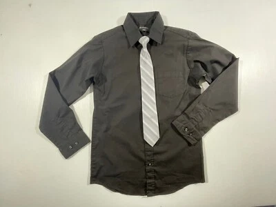 Conjunto Camisa George Boys Mezcla Algodón Clip On Corbata a Rayas Negra Manga Larga XXL Foto 1 de 4