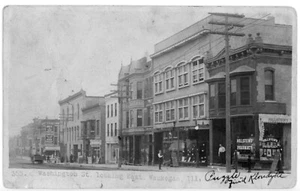 1909 RPPC Postcard Washington St. Looking East Waukegan Illinois Hollstein's - Picture 1 of 2