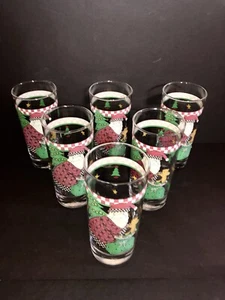 Juego de 6 vasos de peluche vintage Anchor Hocking Sakura Debbie Mumm Santa Highball - Imagen 1 de 5