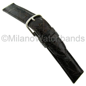 18mm deBeer High Quality Genuine Crocodile Brown Turned Edge Watch Band Short - Picture 1 of 3