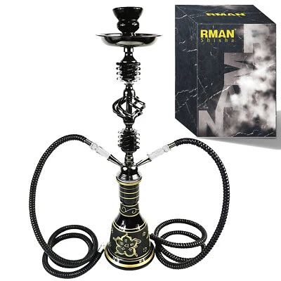 RMAN Shisha Wasserpfeifen 55cm Hookah mit 2 Schläuchen ca.Schwarz  - Bild 1 von 4