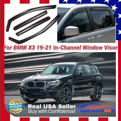 Viseras de ventana de ventilación en canal para BMW X3 2019-2021 deflectores de protección solar de lluvia Foto 1 de 4