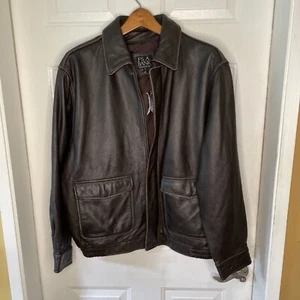 Jos .A . Bank Men’s Leather Zip Embossed Bomber Jacket -Sz M- L Tags -Rtl $650 - Picture 1 of 24