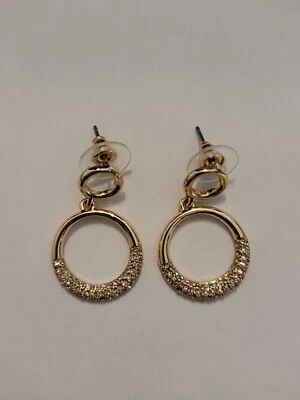 Pendientes Express en forma de círculo, pendientes colgantes de diamantes de imitación Foto 1 de 2