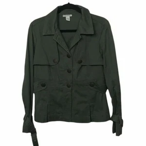 DressBarn Green Cotton Blend Casual Utility Jacket Medium - Picture 1 of 8