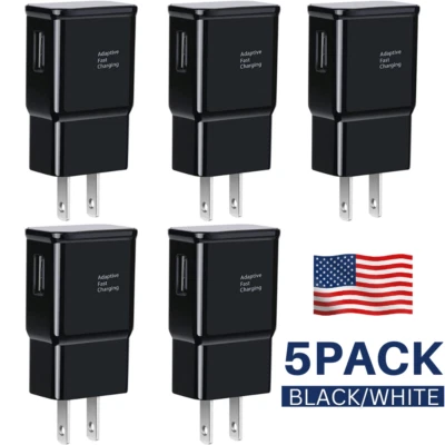 Paquete de 5 Adaptador de Corriente Bloque Cargador de Pared USB Rápido Adaptable para Samsung Android Foto 1 de 4