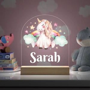 Personalised Unicorn Girls Night Light LED Lamp Nursery Bedroom Table Decor Her - Picture 1 of 10