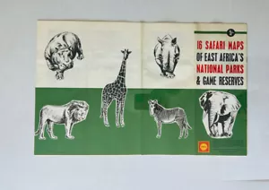 Vintage Shell Gasoline East África Travel Maps 16 Safari National Parks 19”x12” - Picture 1 of 9