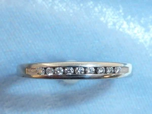 Vintage 14K White Gold Band, 9, 1.3mm Diamonds, TCW .09 Carat, size 5.25 - Picture 1 of 3