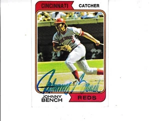 1974 TOPPS BASEBALL #10 Johnny Bench Cincinnati Reds Signed Autograph - Picture 1 of 1