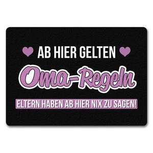 Oma-Regeln Fußmatte in 35x50 cm ohne Rand mit Spruch Eltern haben ab hier nix - Bild 1 von 6