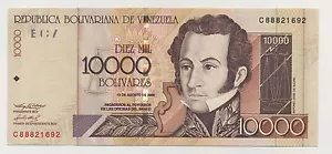 Venezuela 10000 Bolivares 13-8-2002 Pick 85.c UNC Uncirculated Banknote Ser C - Picture 1 of 2