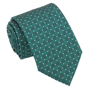 Blaugrün & weiß geometrische Herrenkrawatte Pin Dot moderner Stil klassisch lässig von DQT - Bild 1 von 3