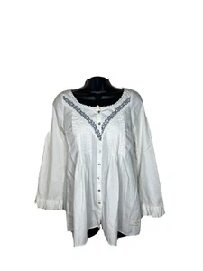 Anthropologie Odd Molly Top Blouse embroidery Cotton Sz 0-2 Boho Cottagecore - Picture 1 of 12