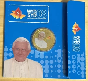 2008 AUSTRALIA - $1 DOLLAR - WORLD YOUTH DAY / POPE BENEDICT XVI - BU COLORIZED - Picture 1 of 13