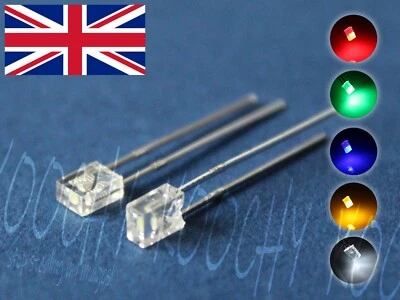 2x3x4mm Square LED - Red Green Blue Yellow White - Water Clear Lens 1 - 100 pcs
