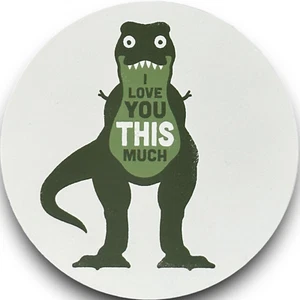 "Letrero redondo de metal ""Pun-ny"" I Love You This Much T-Rex divertido juego de palabras decoración del hogar - Imagen 1 de 5