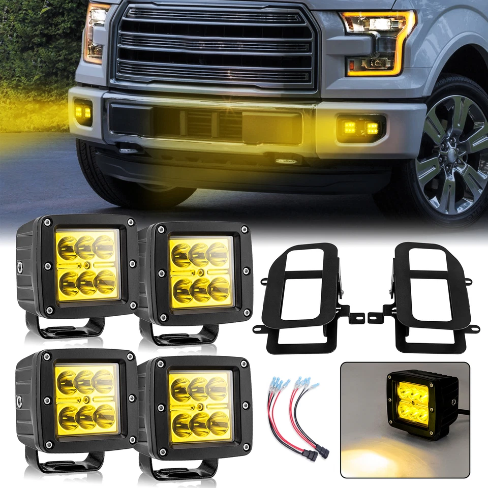 Kit de luces antiniebla LED ámbar para parachoques para Ford F-150 F150 2015 2016 2017 Foto 1 de 4