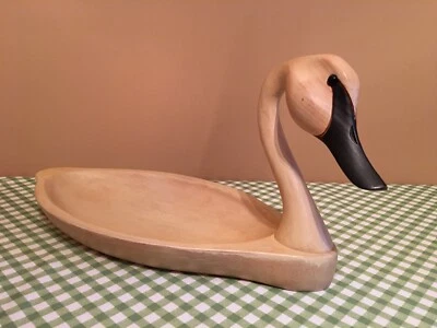 Green River Trading Andy Bolsa Tallada en Madera Tallada a Mano Madera Cisne Bandeja para Pájaros 91 Foto 1 de 4