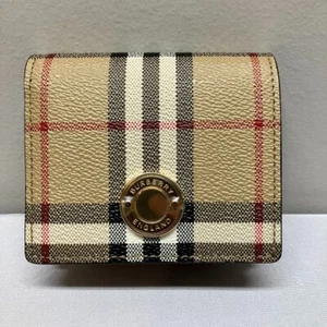 Burberry Women’s BIFOLD WALLET Vintage Check E Canvas Archive Beige 8070417 - Picture 1 of 13