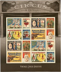 #4905b Vintage Circus Posters IMPERFORATE MNH Sheet of 16 - Picture 1 of 1