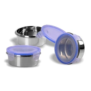 Stainless Steel Airtight & Leak Proof Containers Set of 3- 300 ml each - Picture 1 of 5