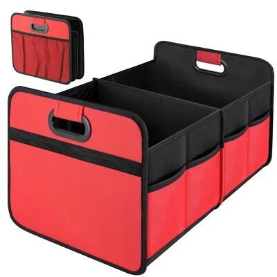 Car Trunk Organizer 2 Compartments Collapsible Trunk Storage for Truck Red - Image 1 of 4