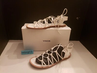 Sandália Vince Leather Palmera nos EUA tamanho 9M couro branco tiras gladiador - Imagem 1 de 4