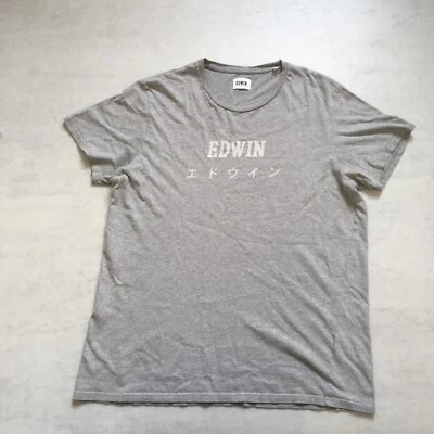 Edwin Shirt Mens Large Grey Spell Out Round Neck Cotton Japan Casual  - Image 1 of 4