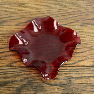 Mid Century Rubinrot Kunstglas Flared Schale Vintage Eckig Schale MCM Dekor - Bild 1 von 4