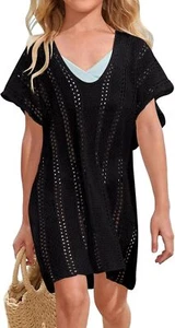 Girls swim cover up crochet swimsuits kids swimwear 13-14 Years, Black - Picture 1 of 6