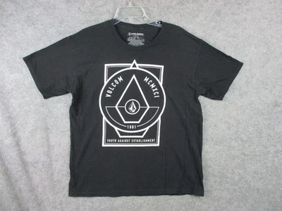 Volcom Shirt Mens Large Black Cotton Tee Youth Against Establishment skateboard - Image 1 of 4