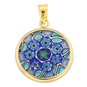 GlassOfVenice Murano Glass Millefiori Pendant in Gold-Plated Frame 3/4" - Picture 1 of 4
