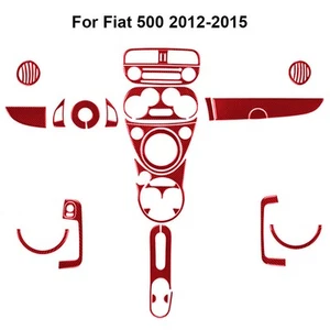 29Pcs Red Carbon Fiber Interior Full Kit Cover Trim For 2012-2015 Fiat 500 - Picture 1 of 12