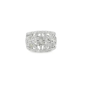 1,20 cttw. Modischer Ring mit weißen Diamanten Blume in 14 Karat Weißgold 7,5 US 8,70 g - Bild 1 von 4