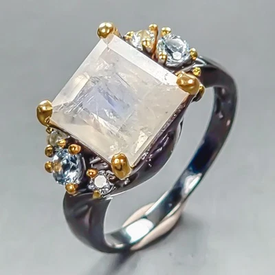 Ювелирные изделия подарок натуральный лунный камень кольцо 925 пробы размер 6,75 /R446651 - Изображение 1 из 4