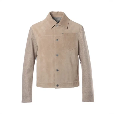 Dior 24 Años Cuero Chaqueta 46 Hombre Beige 413L426A0729 Gamuza Interruptor Foto 1 de 4