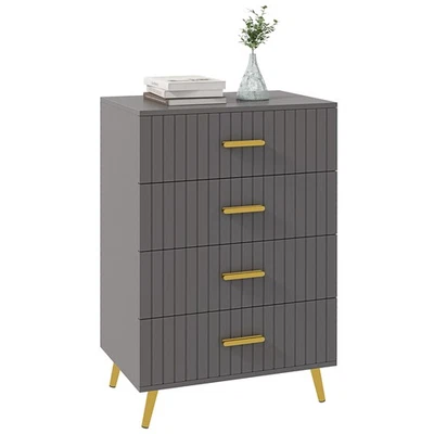 HOMCOM Bedroom Chest of Drawers, 4-Drawer Dresser with Aluminium Legs - Image 1 of 4