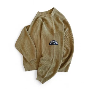 Valentino 1980s Vintage Ribbed Cotton Olive Green Crewneck Sweater Boxyfit Sz M - Imagen 1 de 11